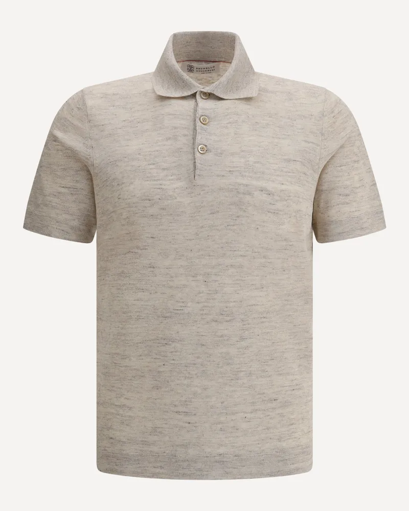 Brunello Cucinelli Linen Polo Shirt Male Beige