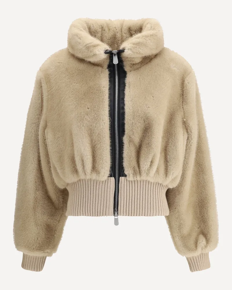 Pinko Faux fur bomber Jacket Female Beige