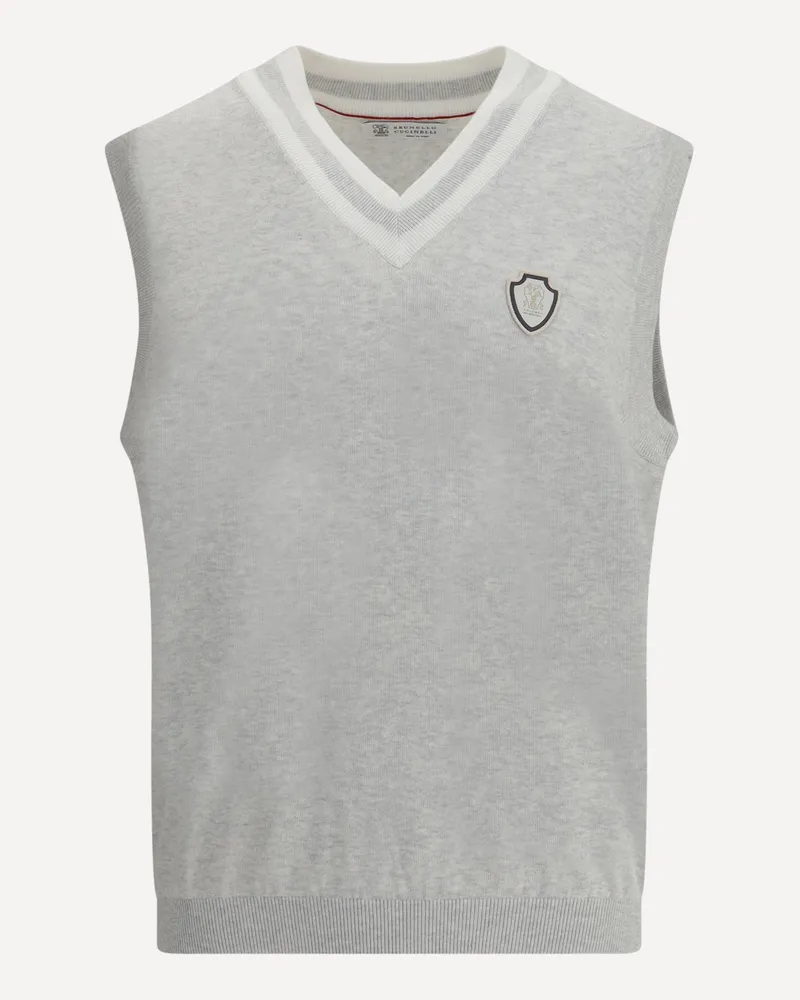 Brunello Cucinelli Logo patch Vest Male Grey