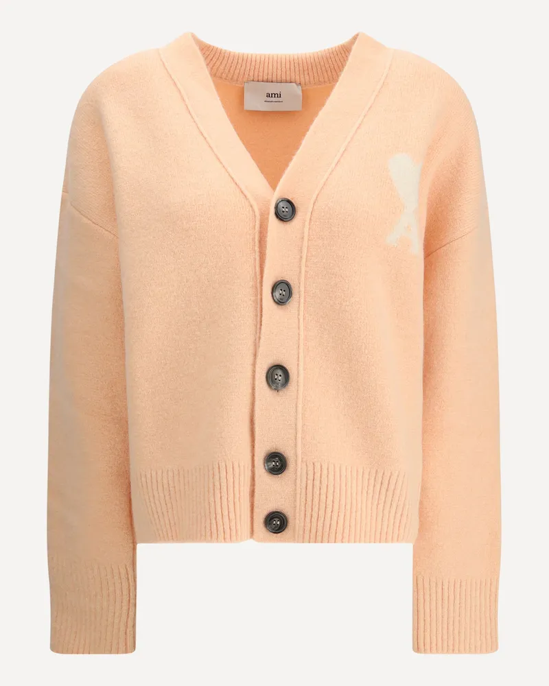 AMI Paris Alpaca Ami de Coeur Cardigan Female Pink