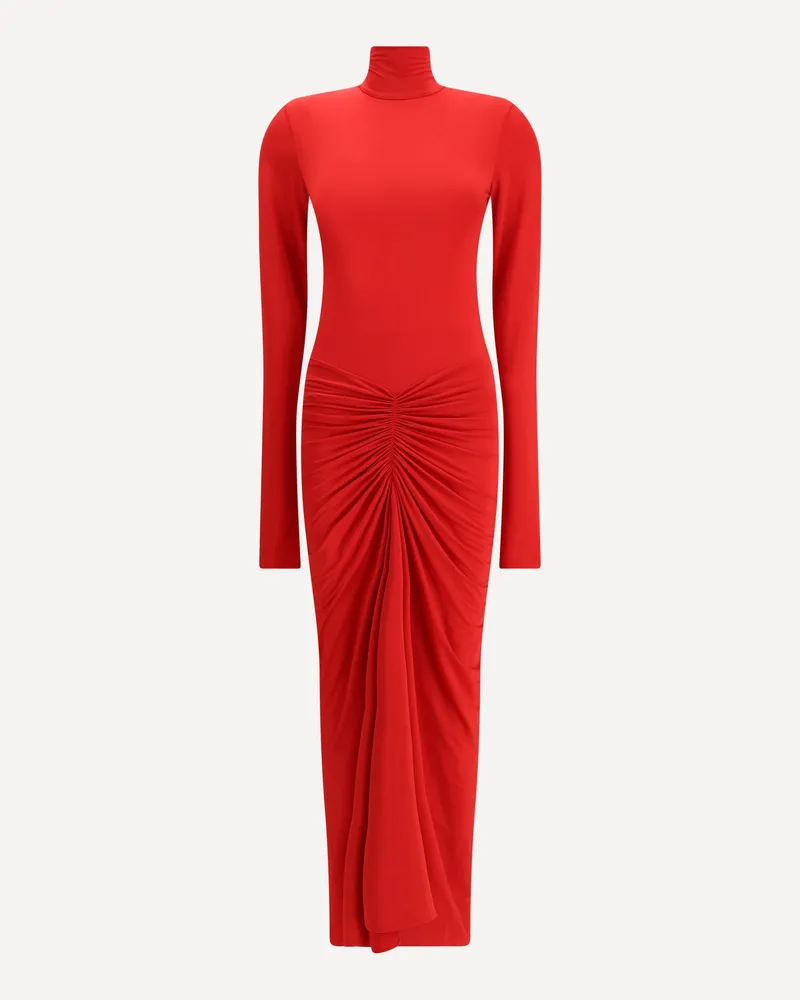 ANDAMANE Turtleneck Long Dress Female Red