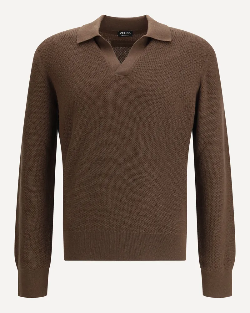 Ermenegildo Zegna Cashmere Polo Male Brown