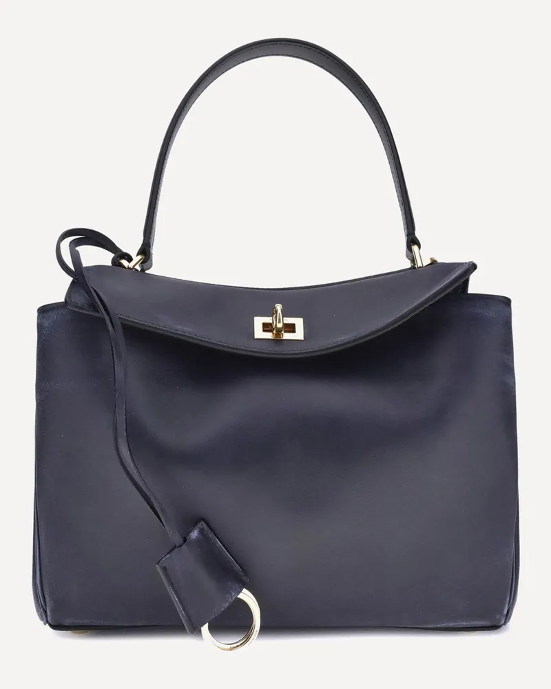 Balenciaga Rodeo Small Shoulder Bag in used-effect leather Female Blue