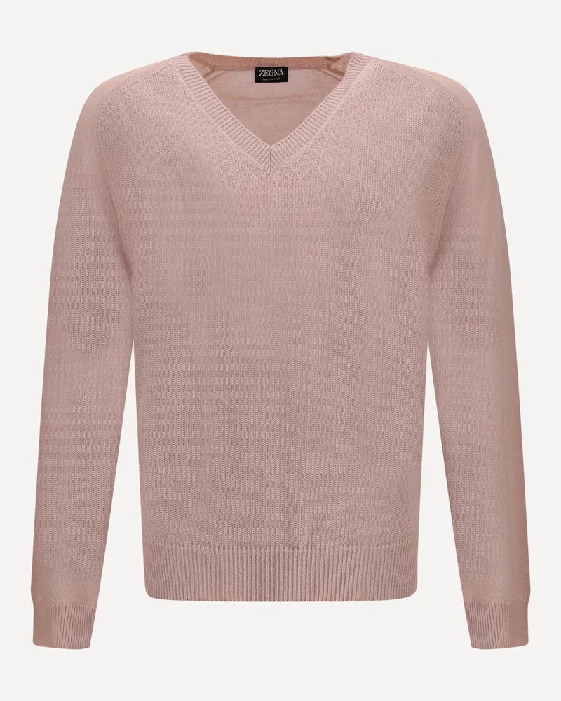 Ermenegildo Zegna V-neck cashmere sweate Male Pink