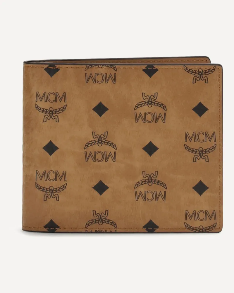 MCM Monogrammed Bifold Wallet Female Beige