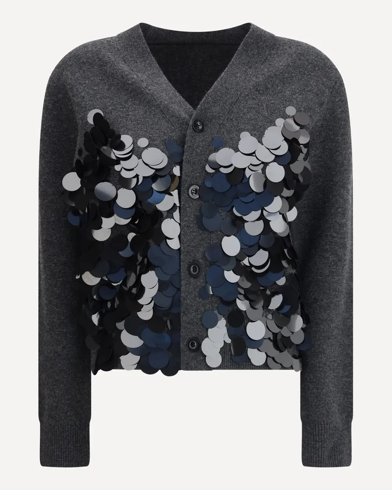 Sacai Sequined Wool Cardigan Female Grey