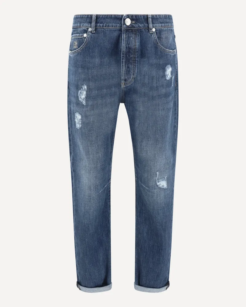 Brunello Cucinelli Worn-out Jeans Male Blue