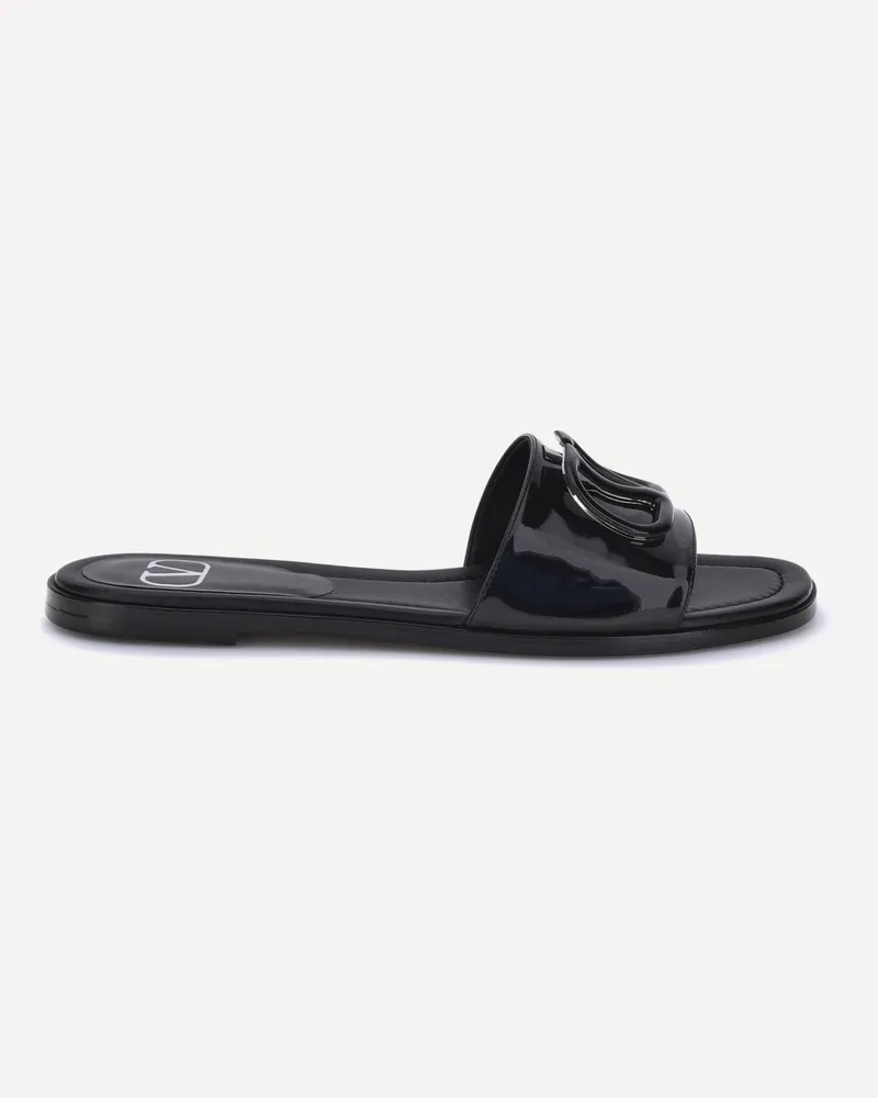 Valentino Garavani Patent leathe VLogo slide Sandals Female Black