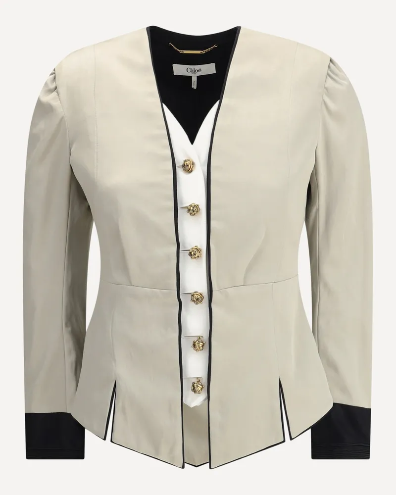Chloé Tailored Silk Jacket Female Silver
