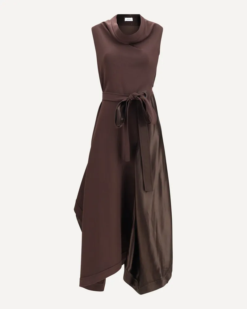 Ferragamo Asymmetric Dress crafted from stretch viscose cady Female Brown