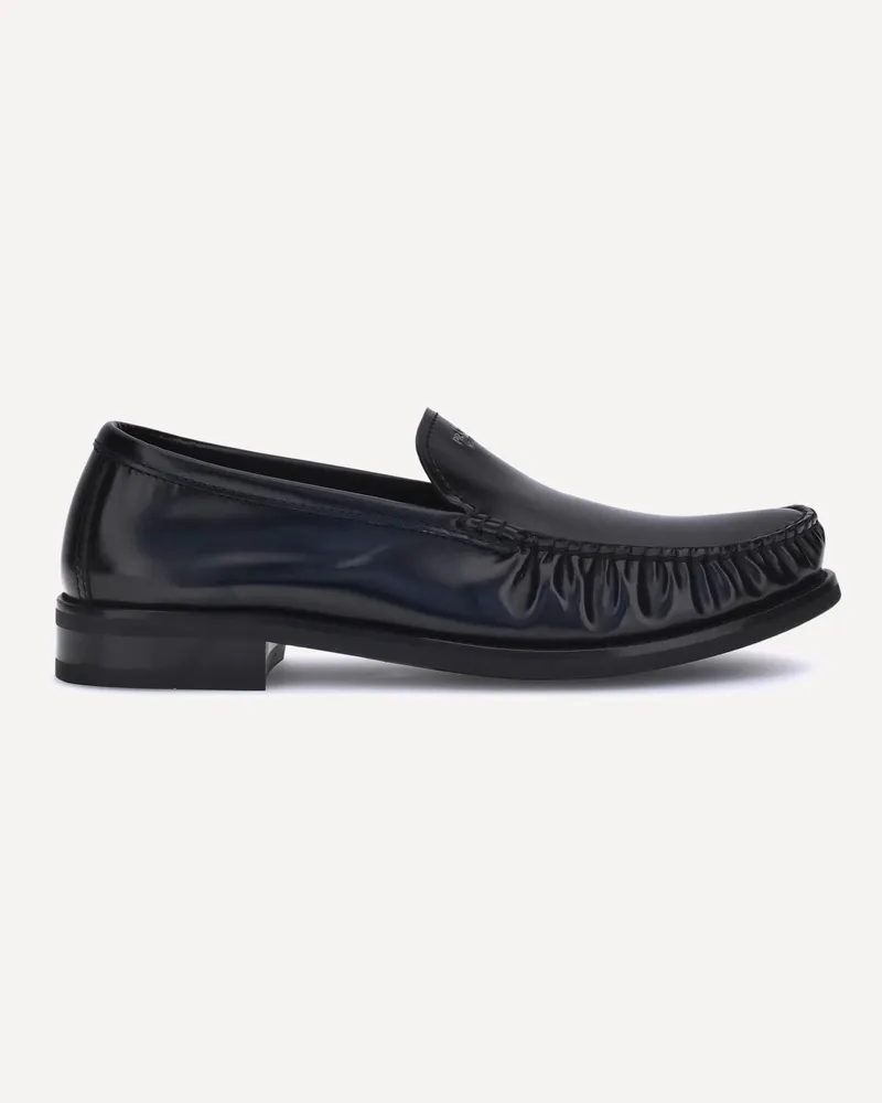 Prada Brushed Leather Loafers Male Black