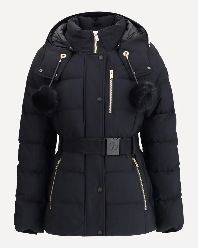 Moose Knuckles Gold Series Nyluxe Cambria Shearling Trim Jacket Female Black