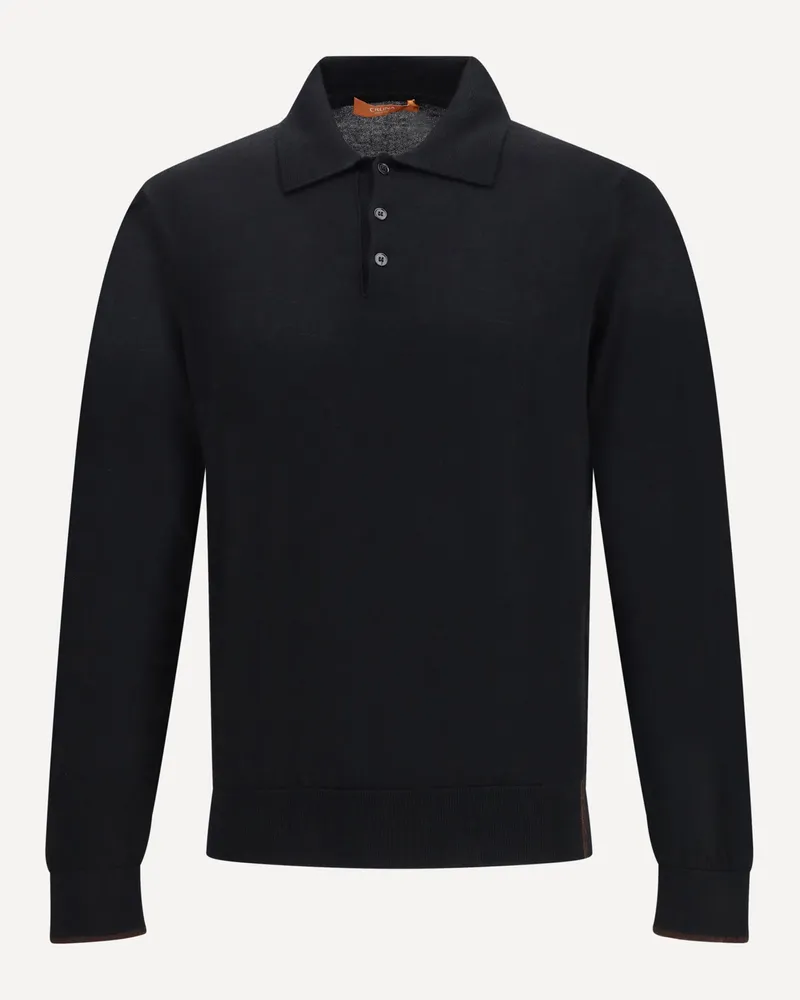CRUNA Knitted Long Sleeved Polo Shirt Male Black