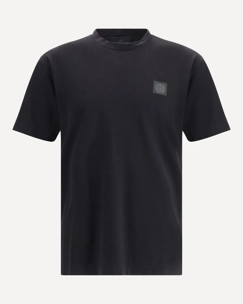 Stone Island Crew-neck T-shirt with monochrome compass logo Male Black