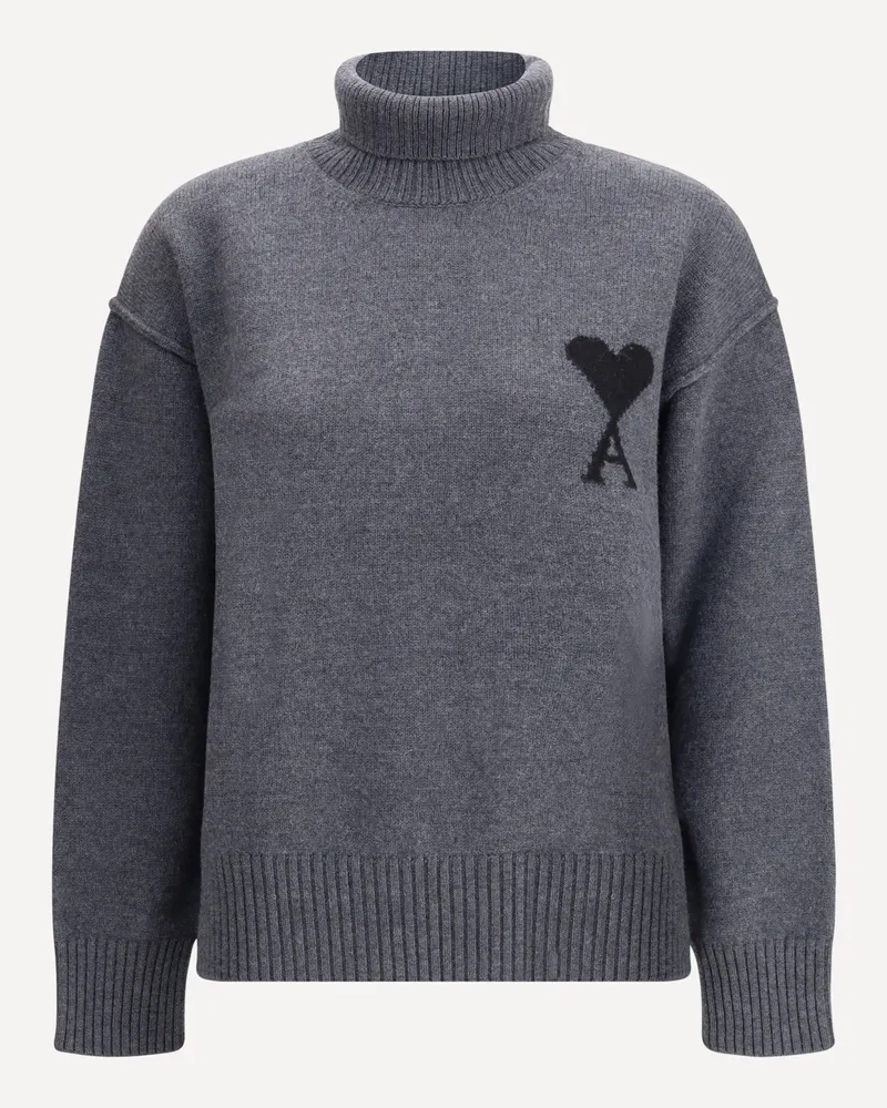 AMI Paris Ami De Coeur Turtleneck Sweater Female Grey