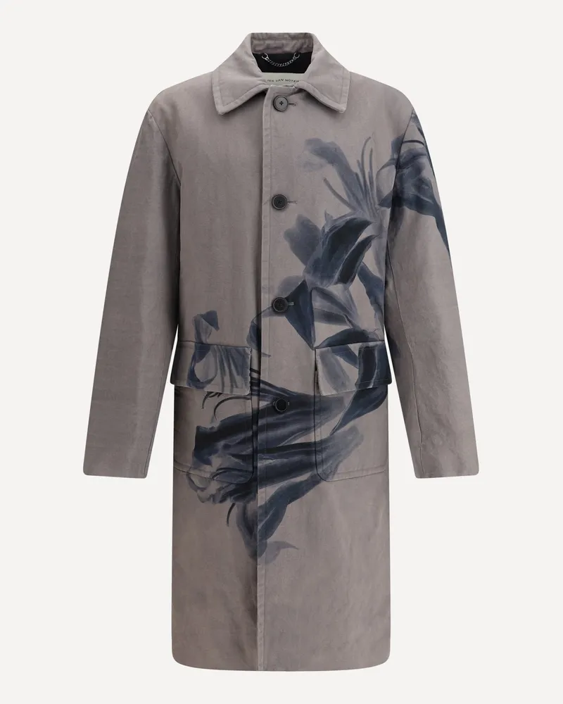 Dries van Noten Randale Trench with floral print Male Grey