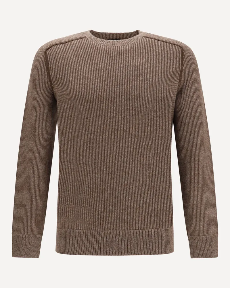 Ermenegildo Zegna Cashmere Crew Neck Sweater Male Brown