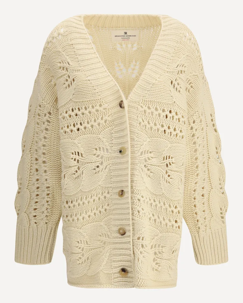 Ermanno Scervino Perforated cashmere Cardigan Female Beige