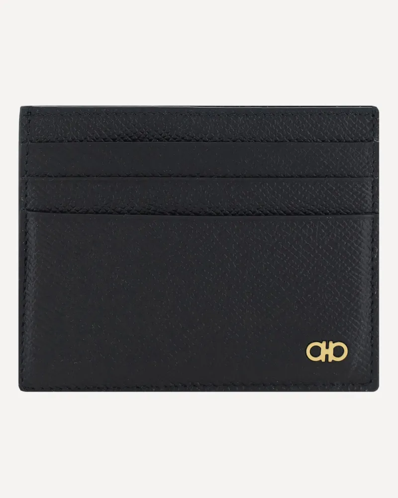 Ferragamo Leather Card Holder Male Black