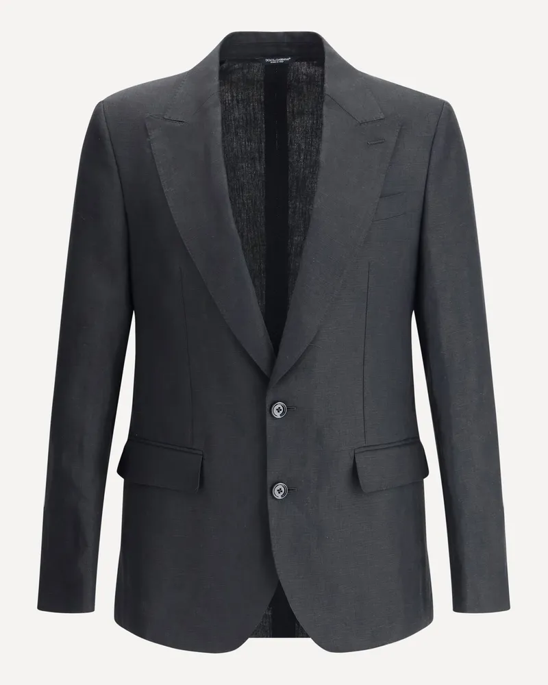 Dolce & Gabbana Linen Blazer Male Black