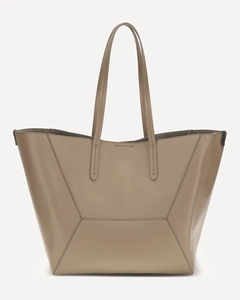 Brunello Cucinelli The BC Duo Bag in calfskin with monile Female Beige
