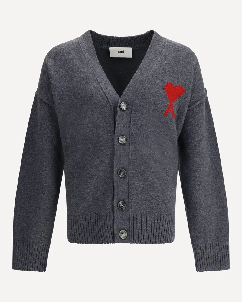 AMI Paris Ami De Coeur Cardigan Male Grey