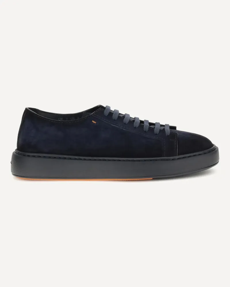 Santoni Suede Sneakers Male Blue