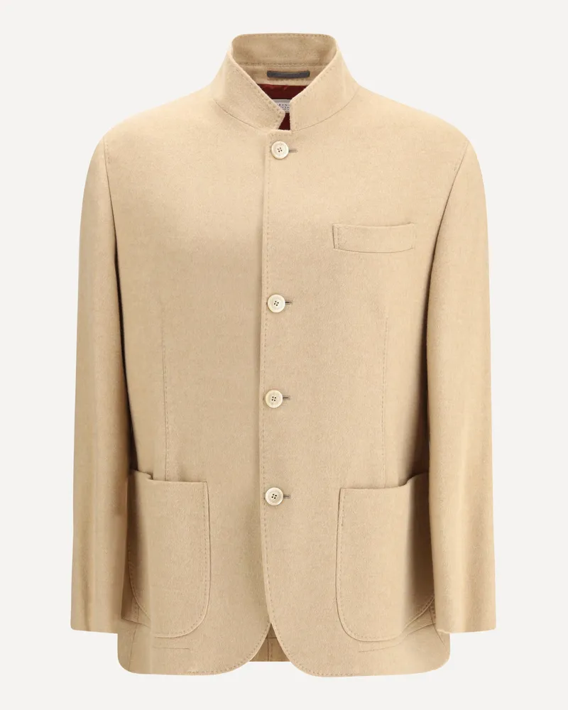 Brunello Cucinelli Cashmere and vicuña Shirt Jacket Male Beige
