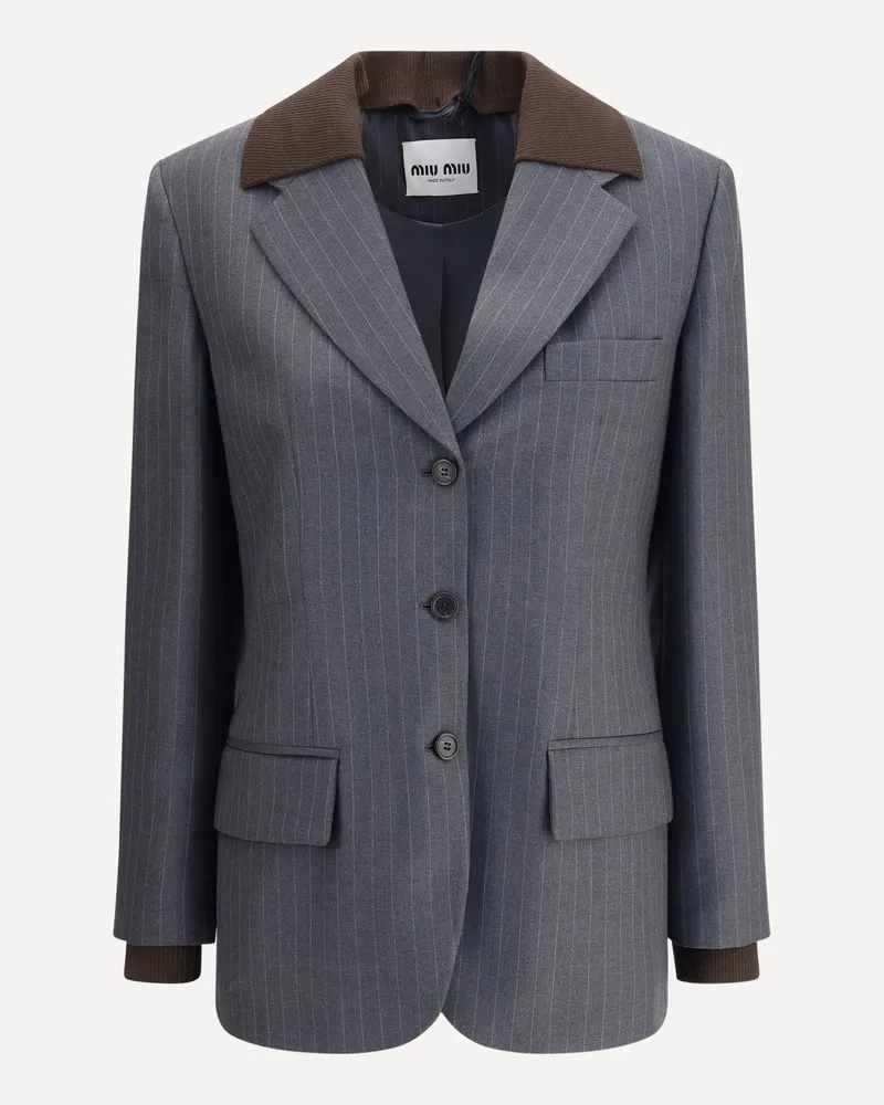 Miu Miu Striped Blazer Female Grey