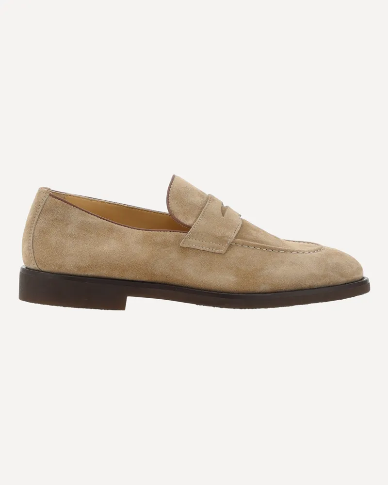 Brunello Cucinelli Suede Loafers Male Beige