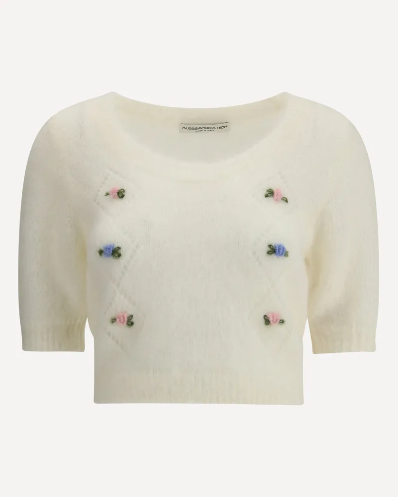 Alessandra Rich Short sleeve mohair Sweater Female White