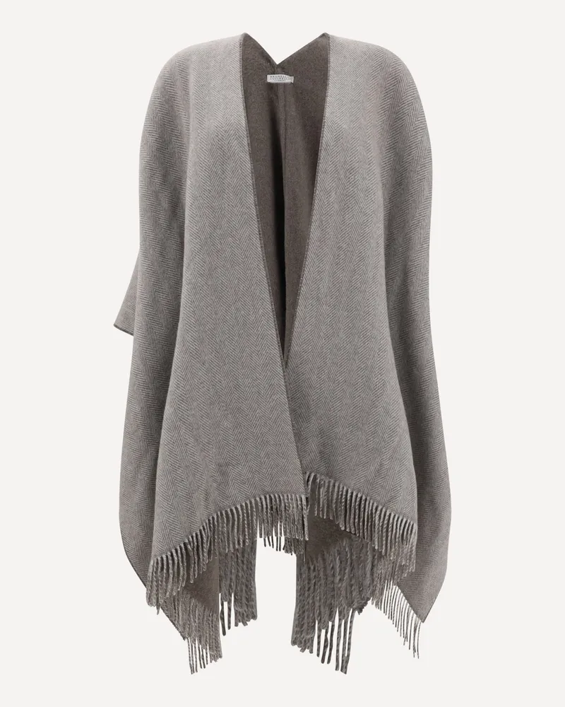 Brunello Cucinelli Reversible Poncho Female Brown