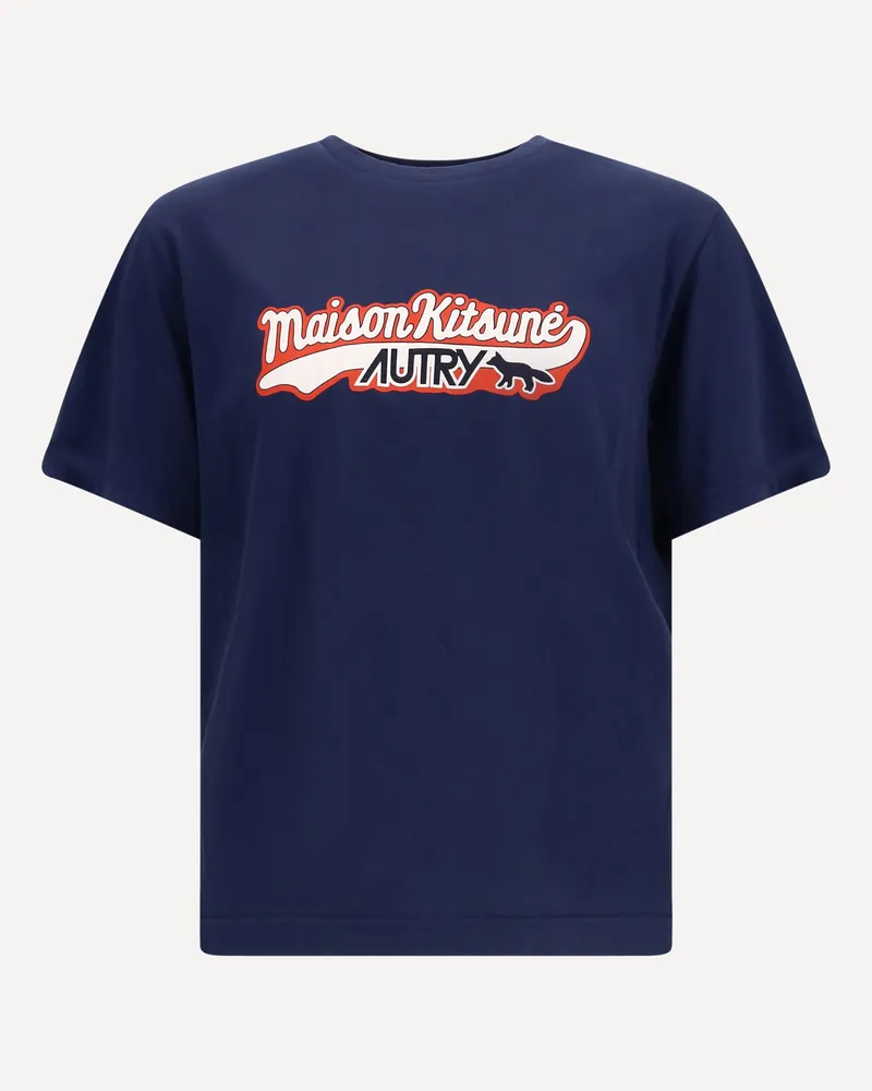 AUTRY Cotton T-Shirt by Autry X Maison Kitsuné Male Blue