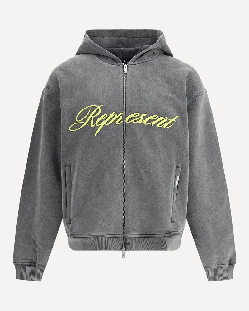 REPRESENT Zip-up Hoodie Male Grey