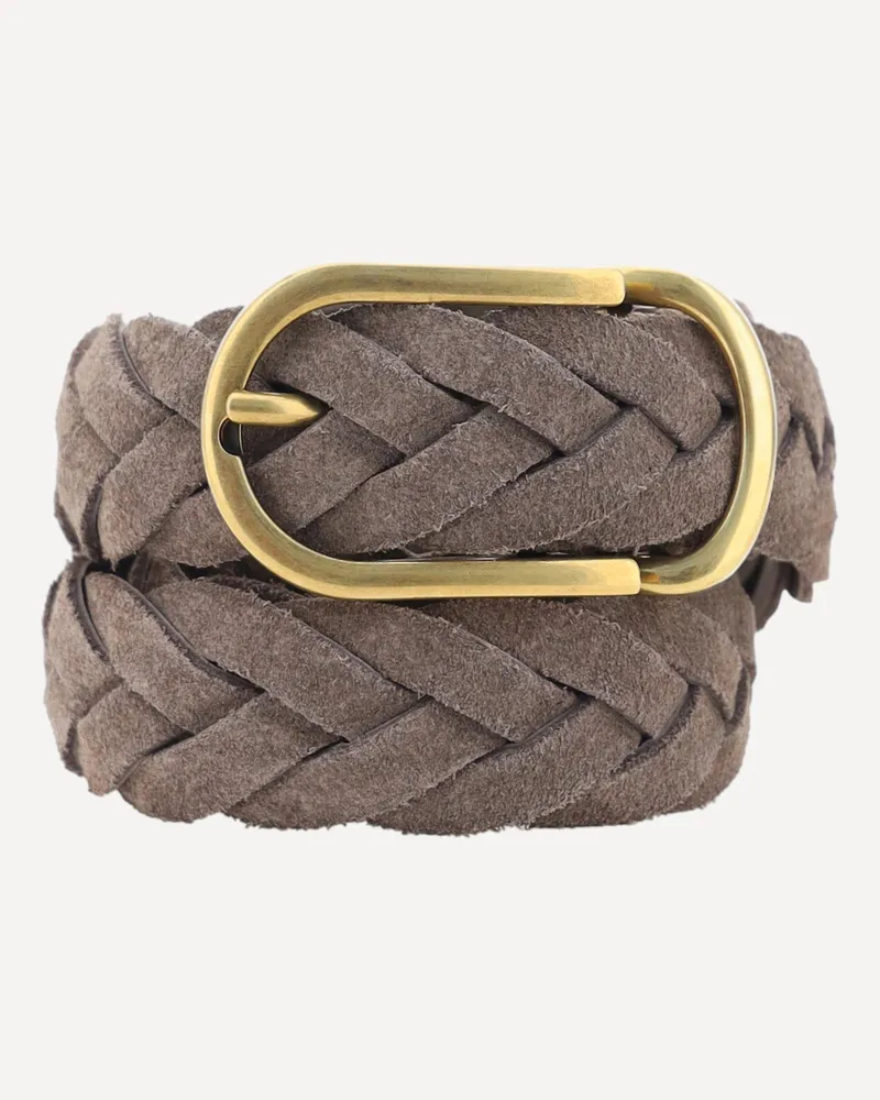 Brunello Cucinelli Leather belt braided design Male Brown