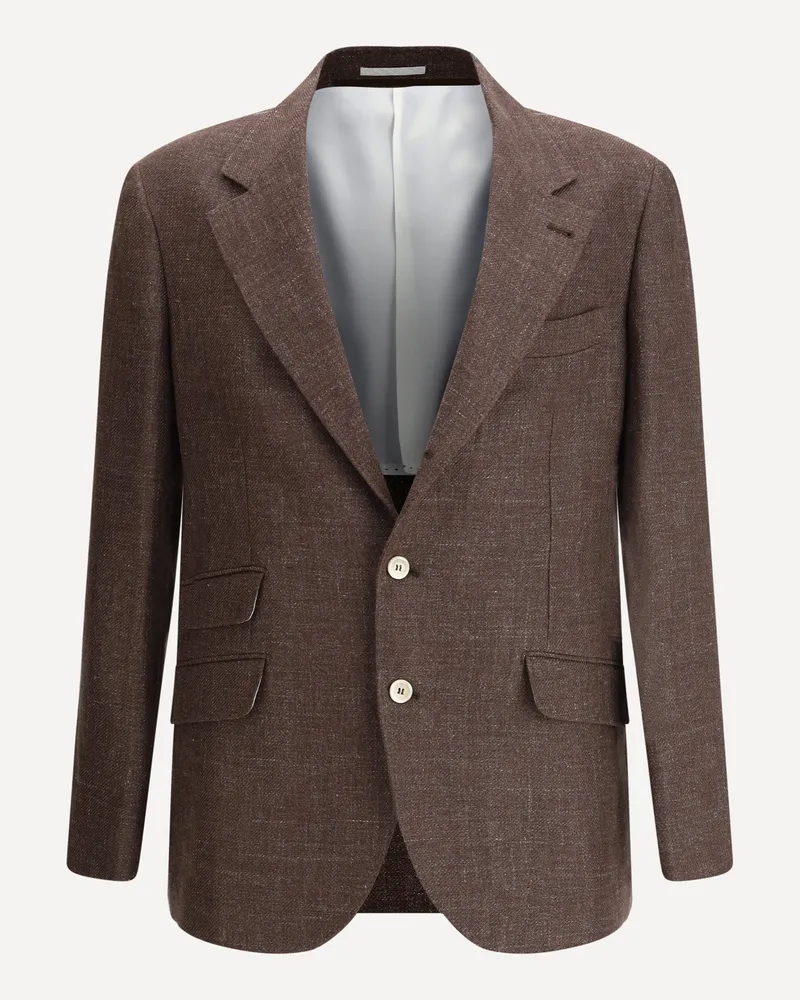 Brunello Cucinelli Linen Blazer Jacket Male Brown