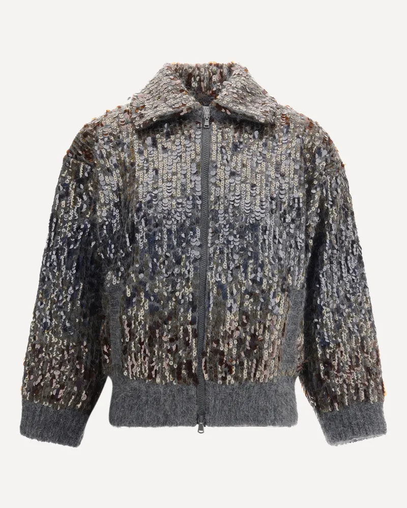 Brunello Cucinelli Sequined Cardigan Female Grey