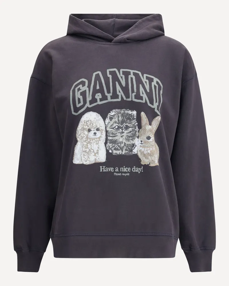 Ganni Puppies Hoodie Female Grey