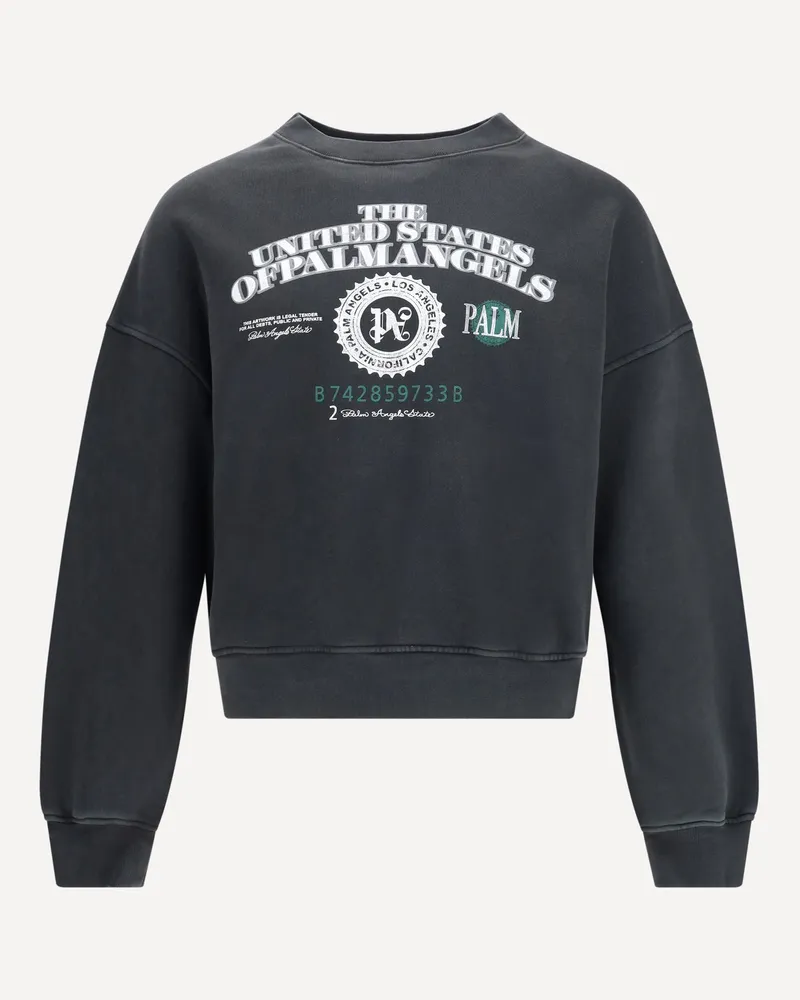 Palm Angels Dollar Loose Crew Vintage Sweatshir Male Black