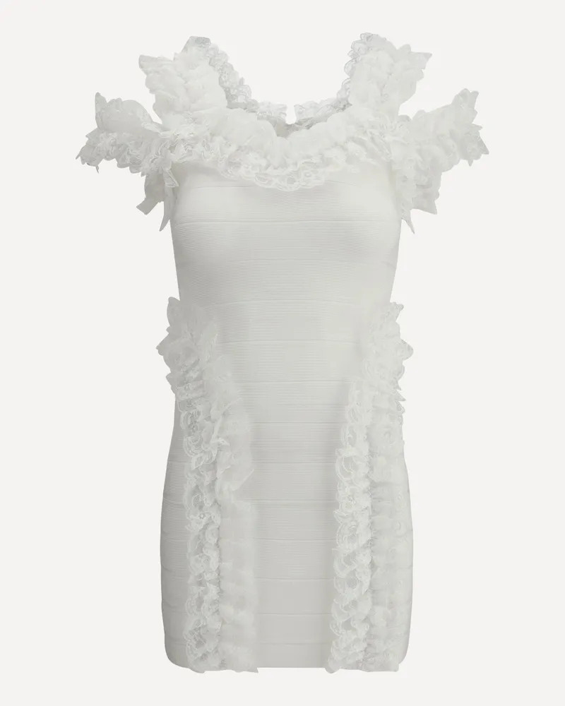 Self-Portrait Knit Ruffle mini Dress Female White
