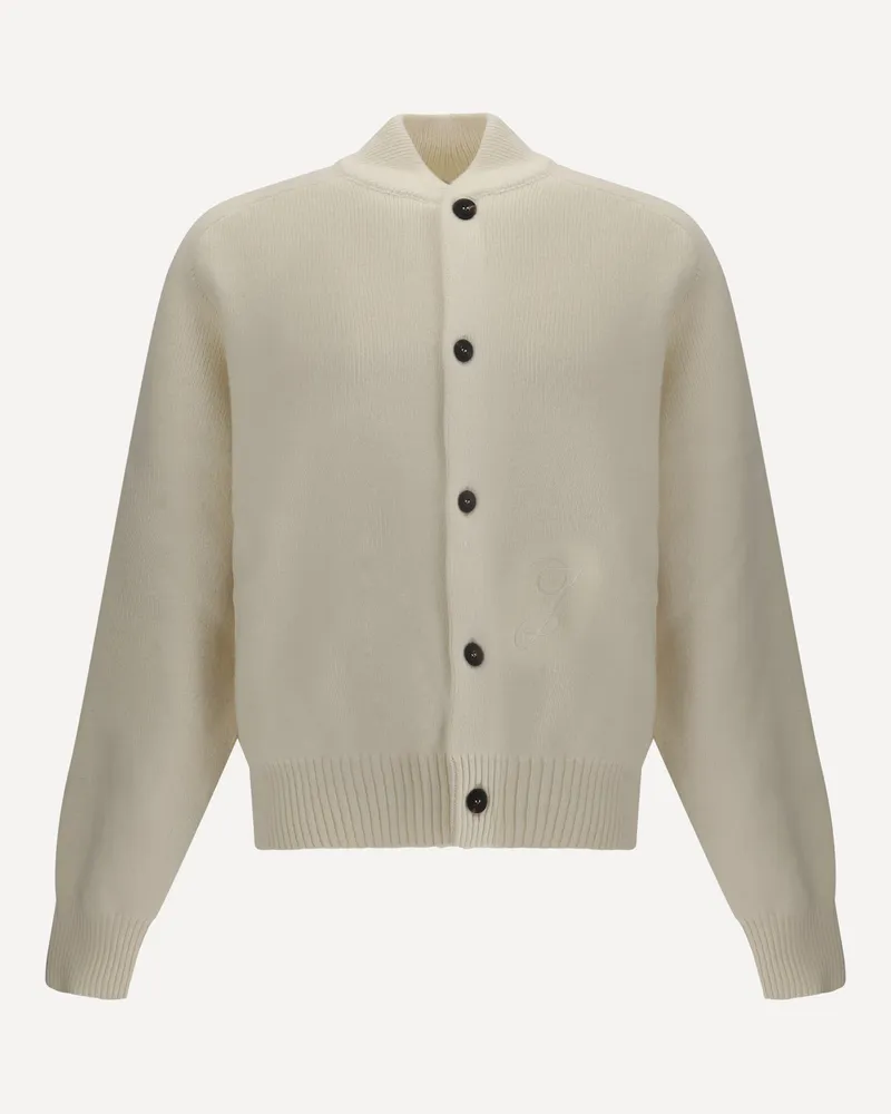 Jacquemus Embroidered Virgin Wool Cardigan Male White