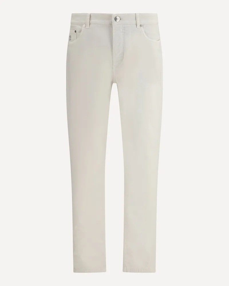 Brunello Cucinelli Cotton slim Jeans Male White