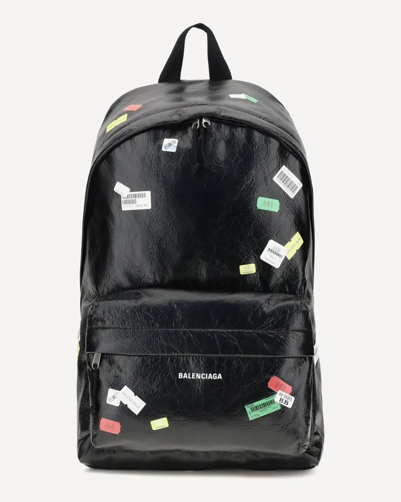 Balenciaga Explorer Backpack with printed stickers Male Black