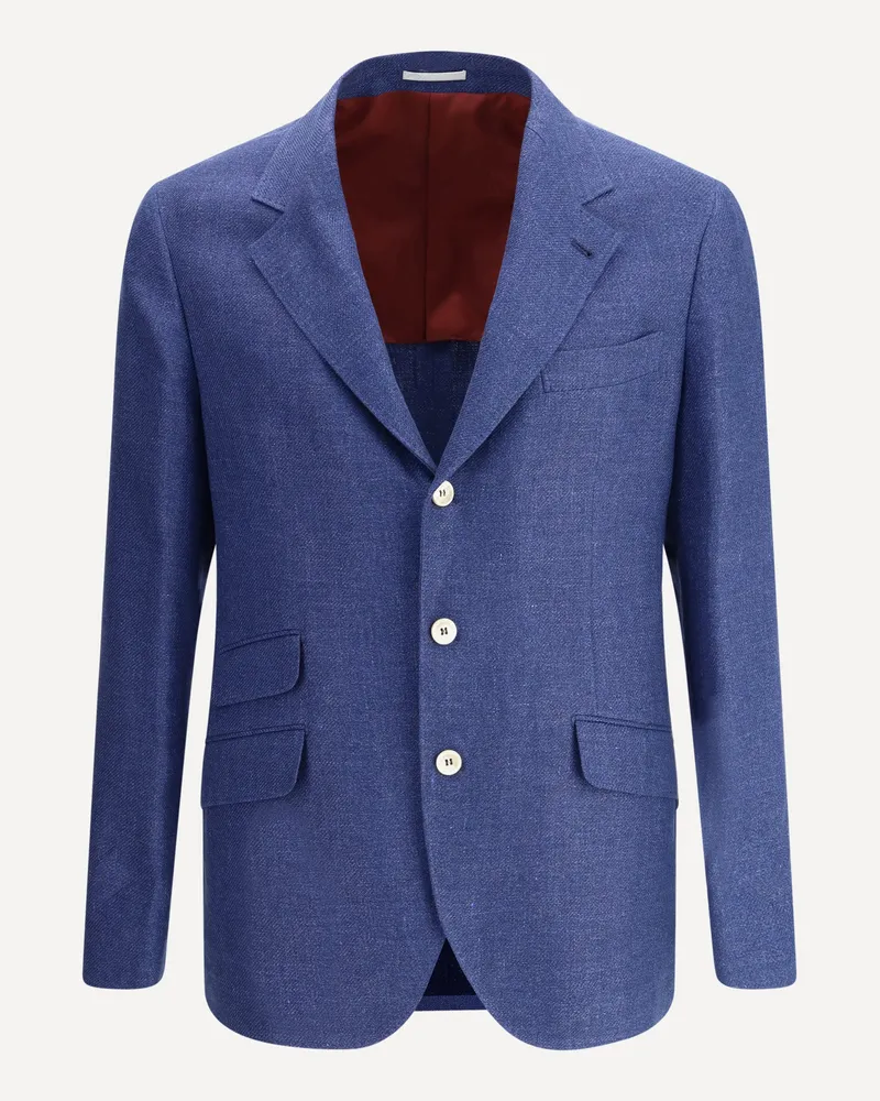 Brunello Cucinelli Linen Blazer Jacket Male Blue