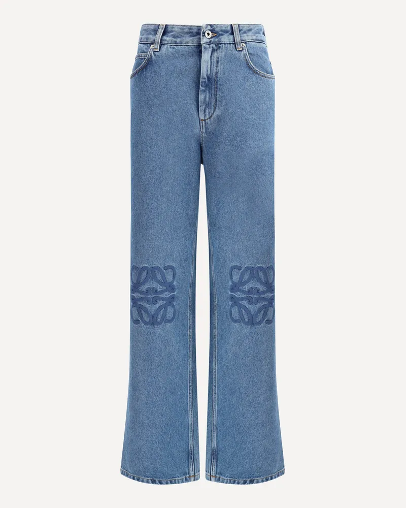 Loewe Anagram baggy jeans in washed medium-weight cotton denim Female Blue