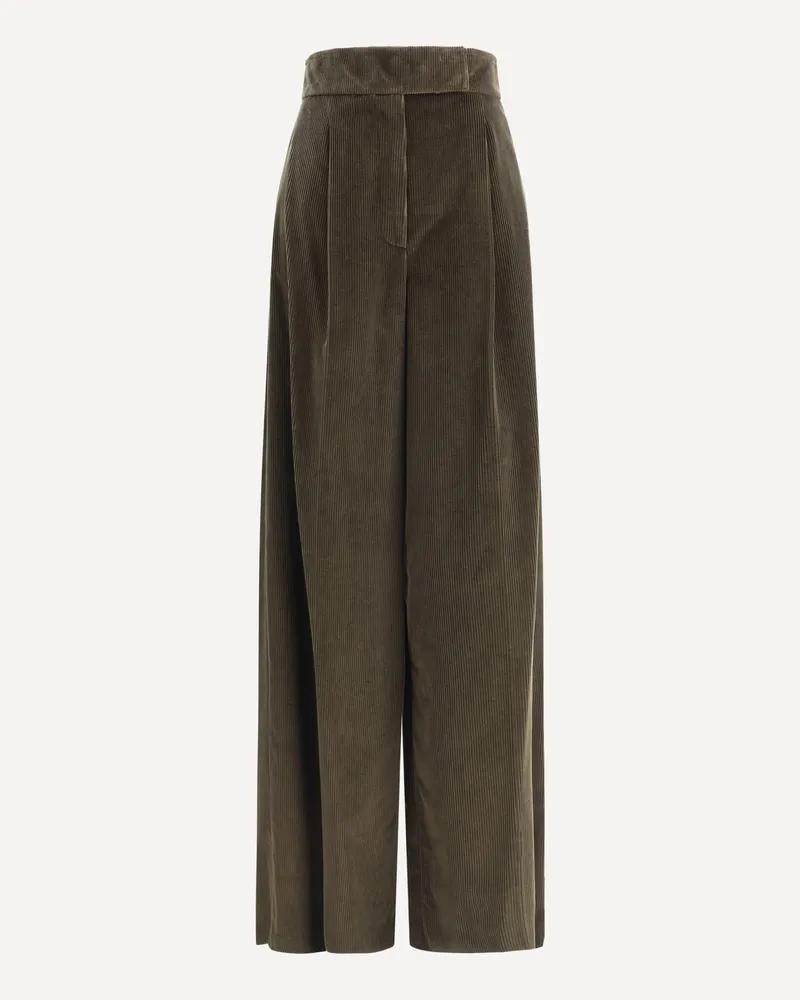 Max Mara Wide-Leg Velvet Pants Female Green