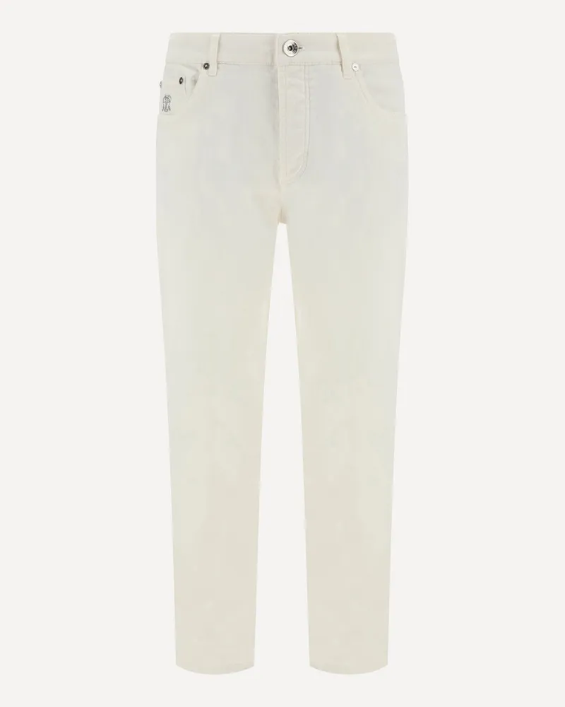 Brunello Cucinelli Jeans with turn-up hem Male White
