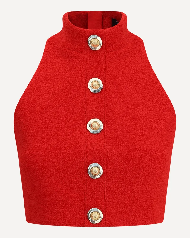Balmain Bouclé wool crop Top Female Red