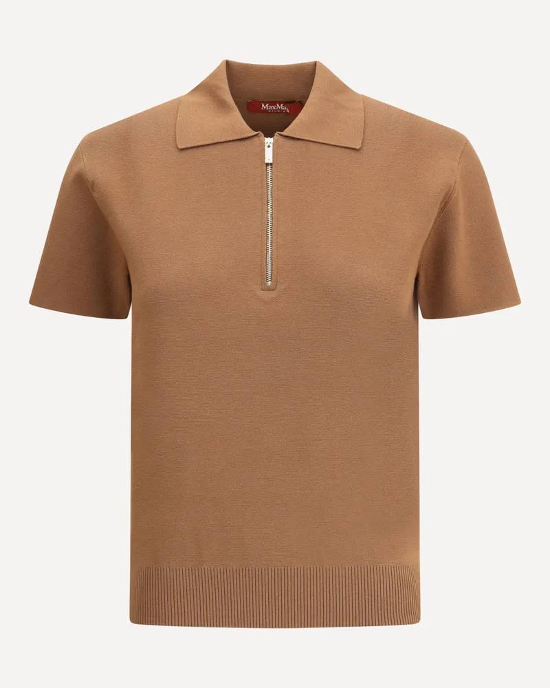Max Mara Teti Zip Polo Shirt Female Brown