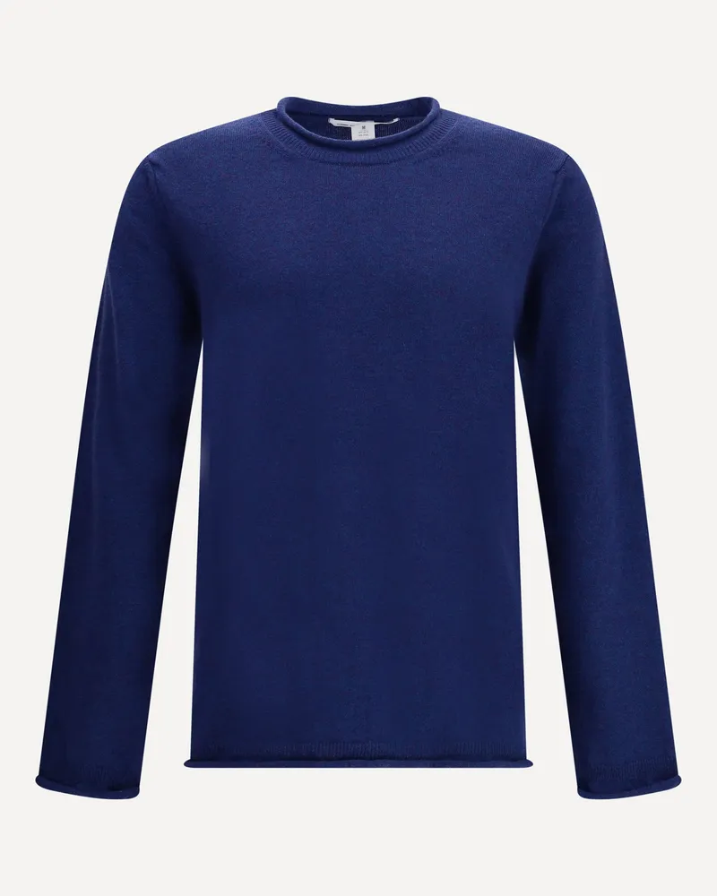 Comme des Garçons Round neckline Sweater in Wool Male Blue